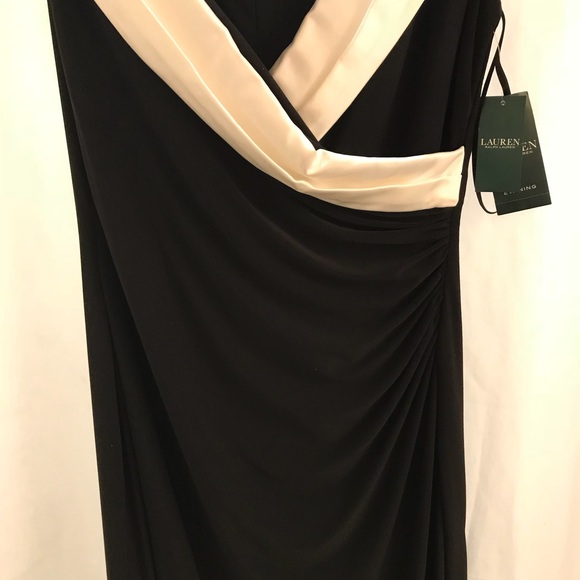 (Ralph Lauren) Black and White Evening Maxi Dress - Picture 4 of 6